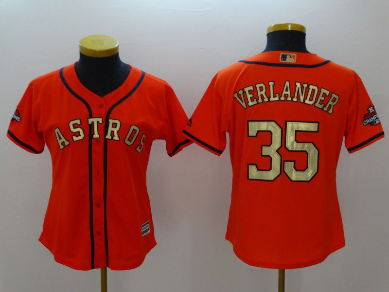 Women Houston Astros #35 Verlander Orange Champion Edition MLB Jerseys